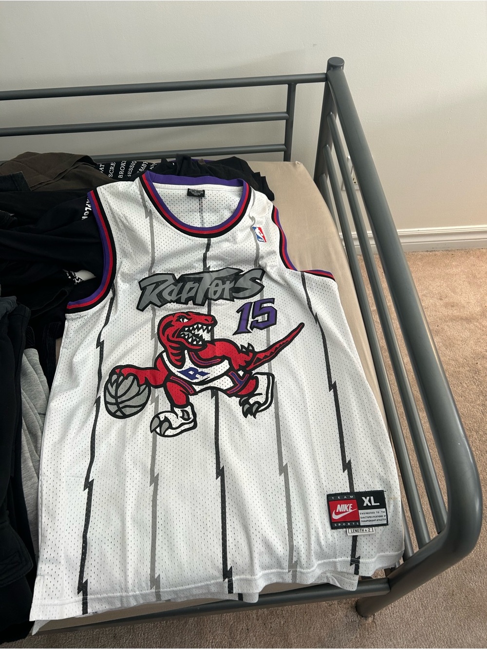 Nike White Raptors Vince Carter #15 Throwback Basketball Jersey